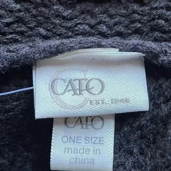 black chunky knit pullover poncho studded fringe sweater turtleneck tassels osfa - Picture 6 of 8